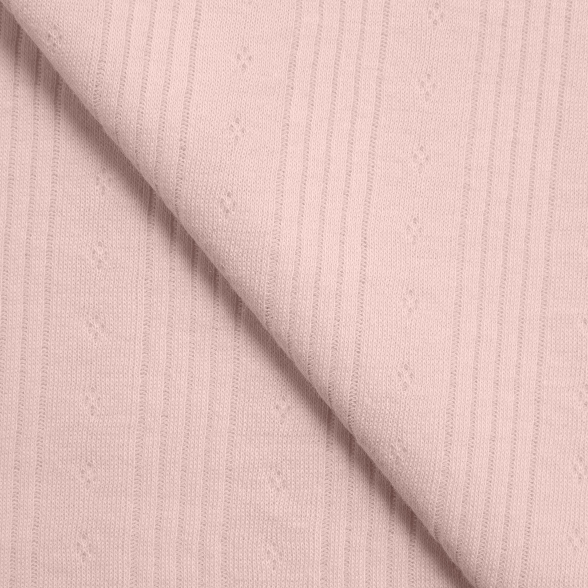COTTON POINTELLE KNIT FABRIC - CABLE KNIT AND PAW PRINT LIGHT PINK PATTERN - 150 GSM