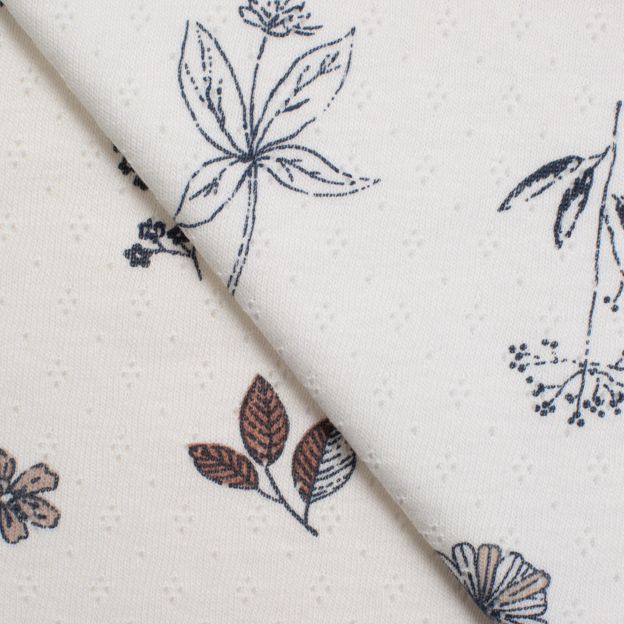 COTTON-POLYESTER POINTELLE KNIT FABRIC - BOTANICAL PAW PRINT - 200 GSM