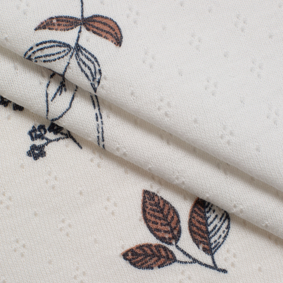 COTTON-POLYESTER POINTELLE KNIT FABRIC - BOTANICAL PAW PRINT - 200 GSM