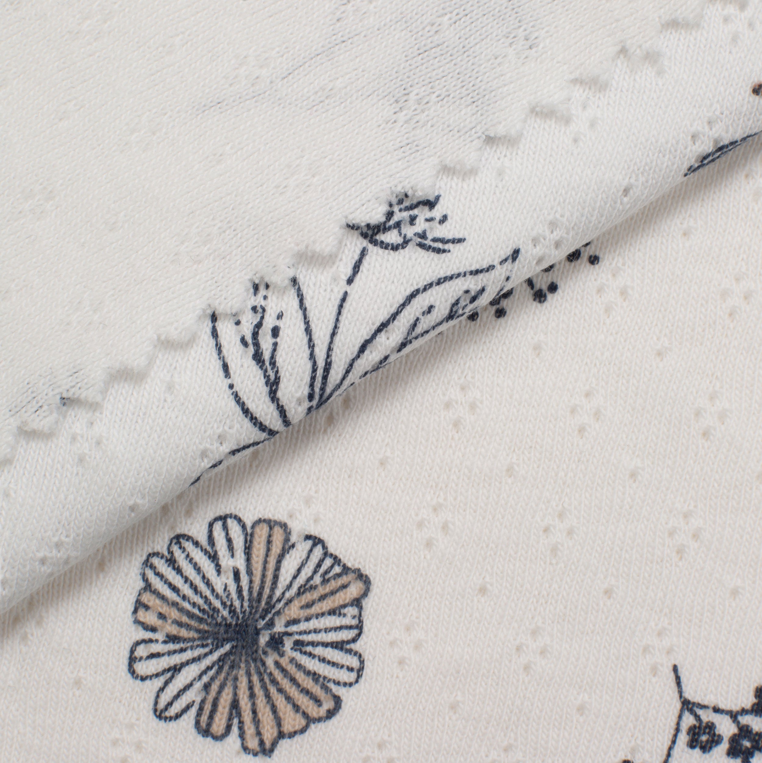 COTTON-POLYESTER POINTELLE KNIT FABRIC - BOTANICAL PAW PRINT - 200 GSM
