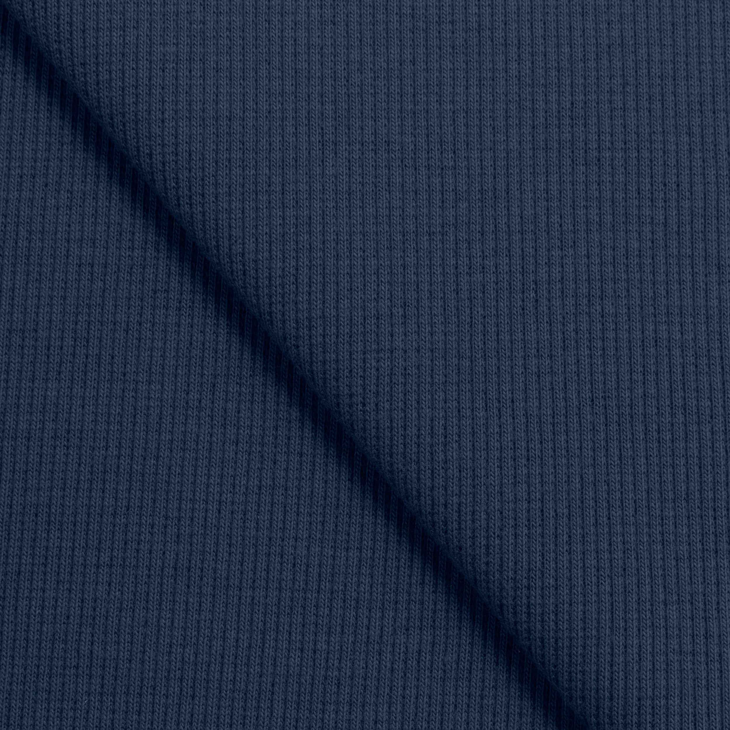 COTTON RIB KNIT FABRIC WITH ELASTANE - DENIM BLUE - 220 GSM