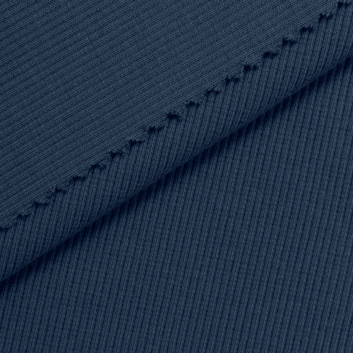 COTTON RIB KNIT FABRIC WITH ELASTANE - DENIM BLUE - 220 GSM