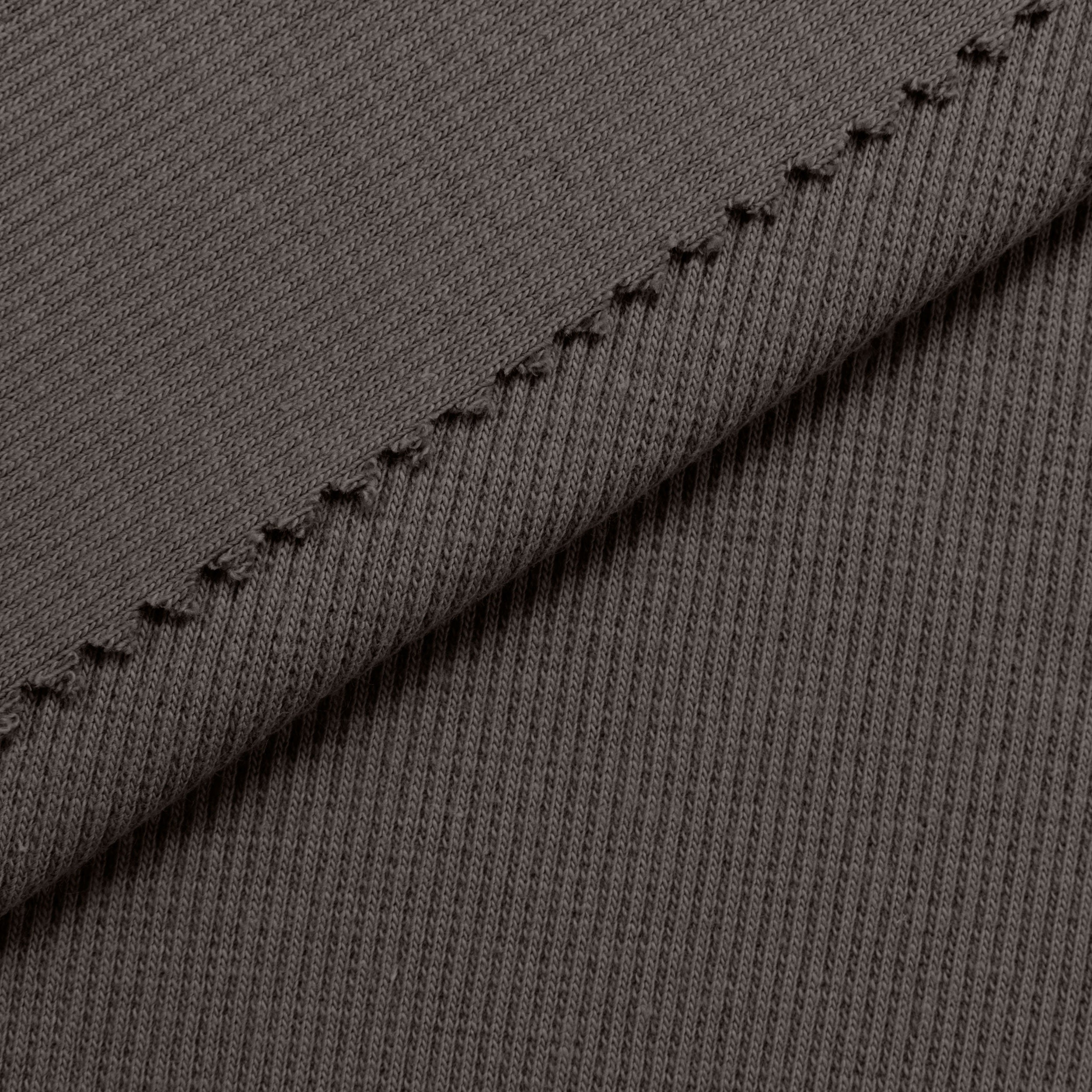 COTTON RIB KNIT FABRIC WITH ELASTANE - BROWN - 280 GSM