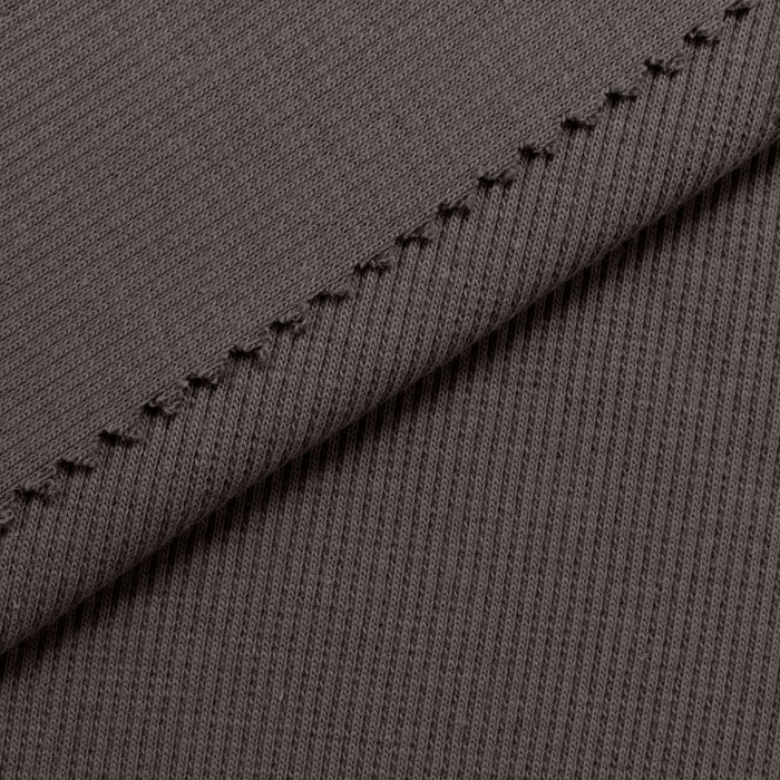 COTTON RIB KNIT FABRIC WITH ELASTANE - BROWN - 280 GSM