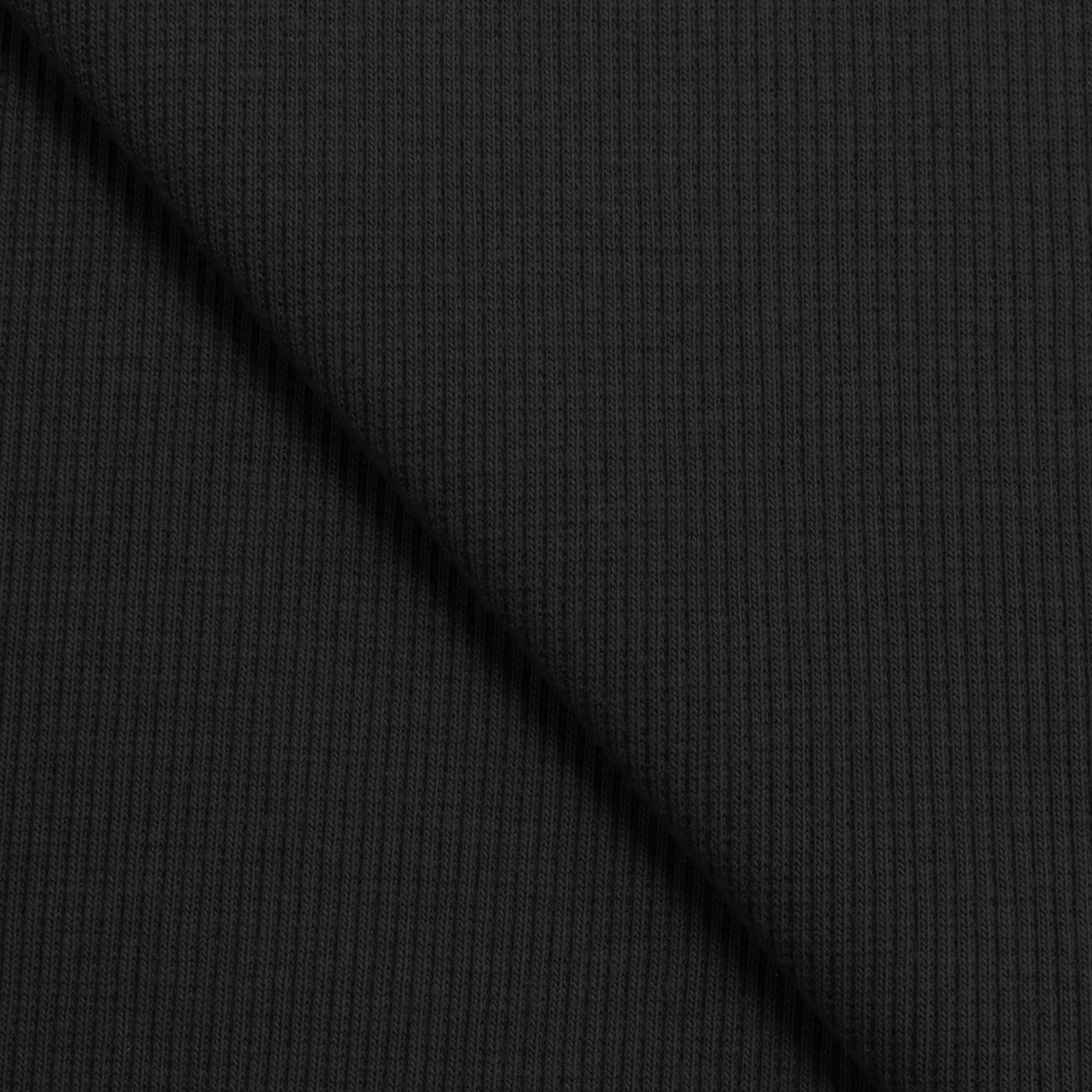 COTTON RIB KNIT FABRIC WITH ELASTANE - BLACK - 280 GSM