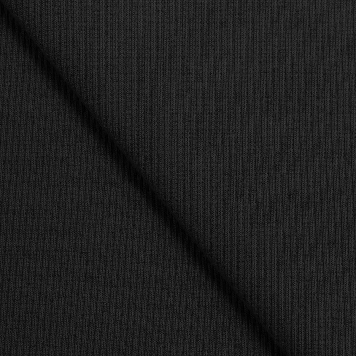 COTTON RIB KNIT FABRIC WITH ELASTANE - BLACK - 280 GSM