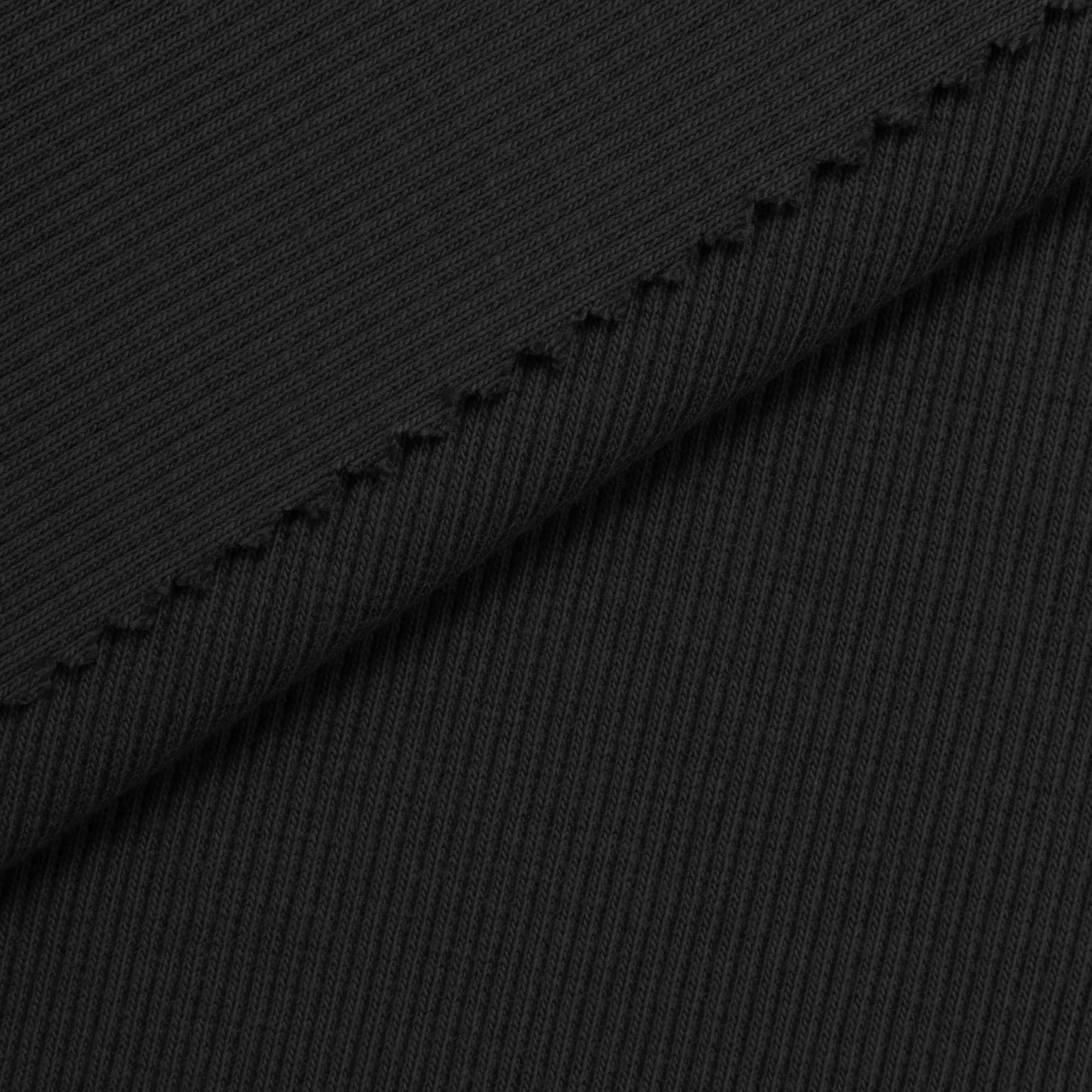 COTTON RIB KNIT FABRIC WITH ELASTANE - BLACK - 280 GSM