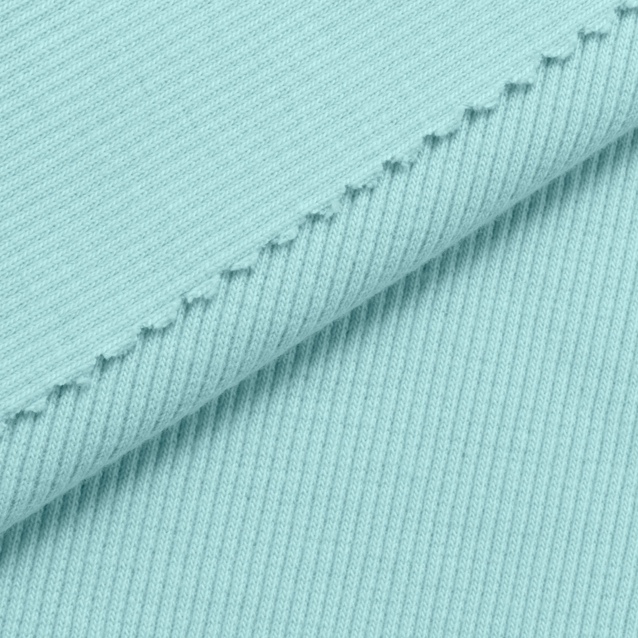 COTTON RIB KNIT FABRIC WITH ELASTANE - AZURE - 280 GSM