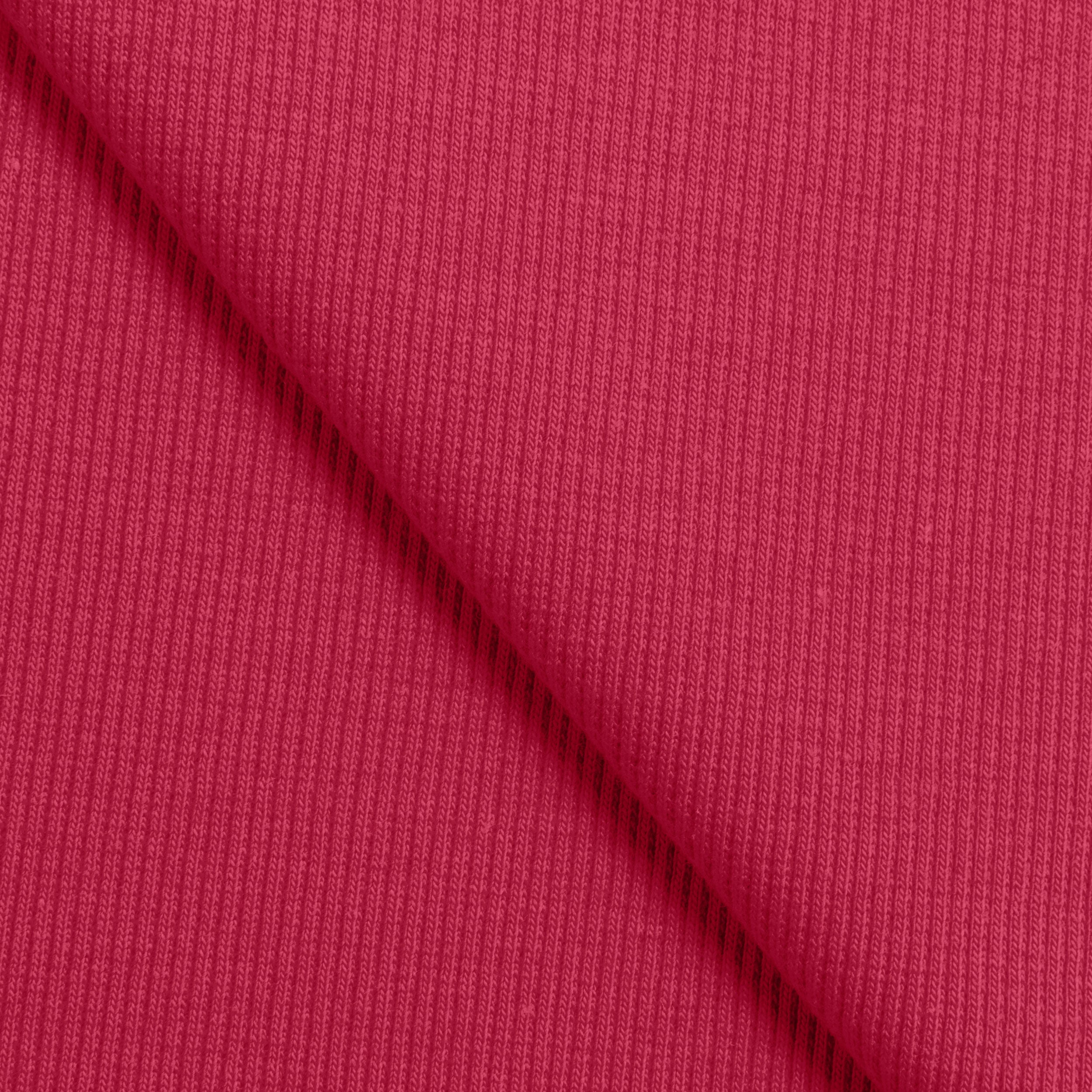 COTTON RIB KNIT FABRIC WITH ELASTANE - RASPBERRY PINK - 280 GSM