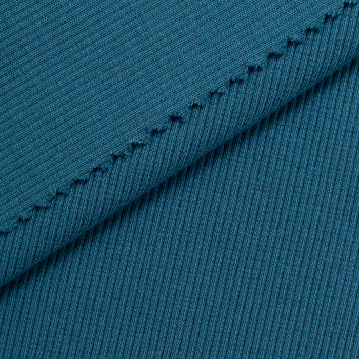 COTTON RIB KNIT FABRIC WITH ELASTANE - TURQUOISE - 280 GSM
