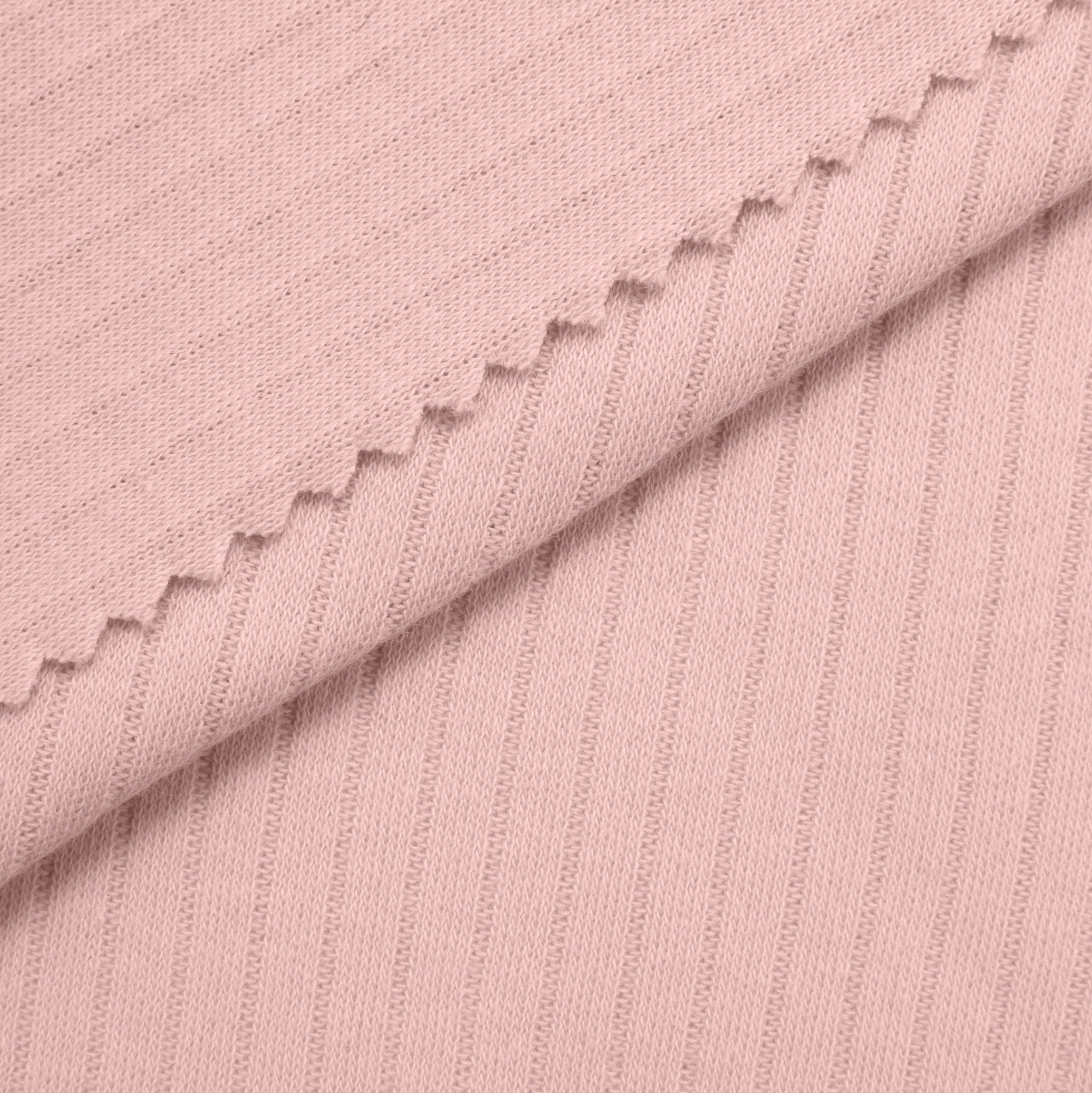 COTTON RIB KNIT FABRIC - POWDER PINK - 170 GSM