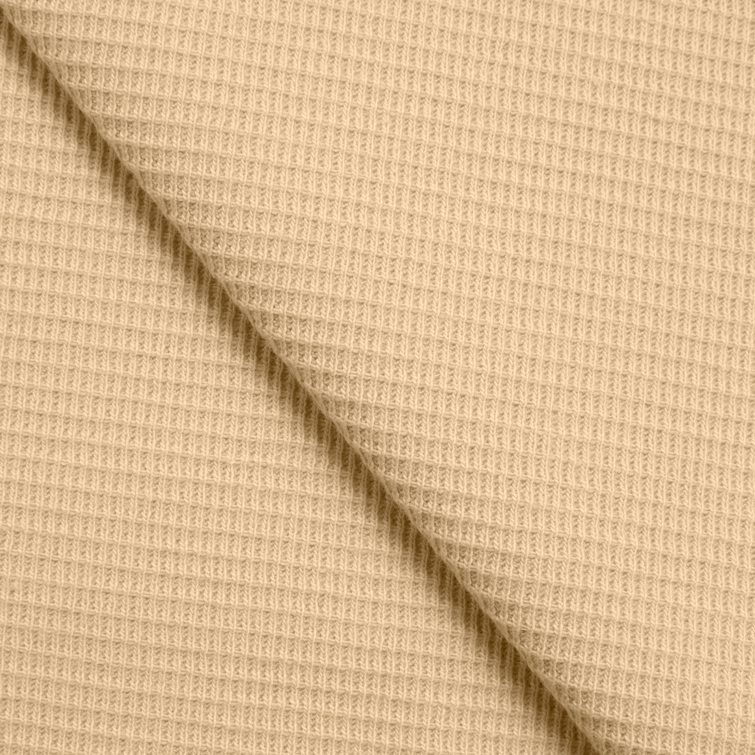 COTTON WAFFLE KNIT FABRIC - BEIGE - 200 GSM