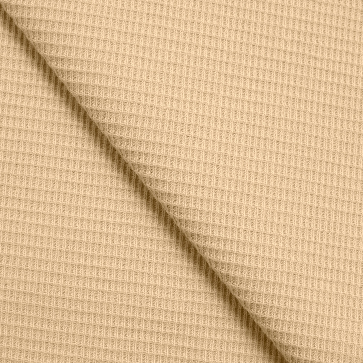 COTTON WAFFLE KNIT FABRIC - BEIGE - 200 GSM