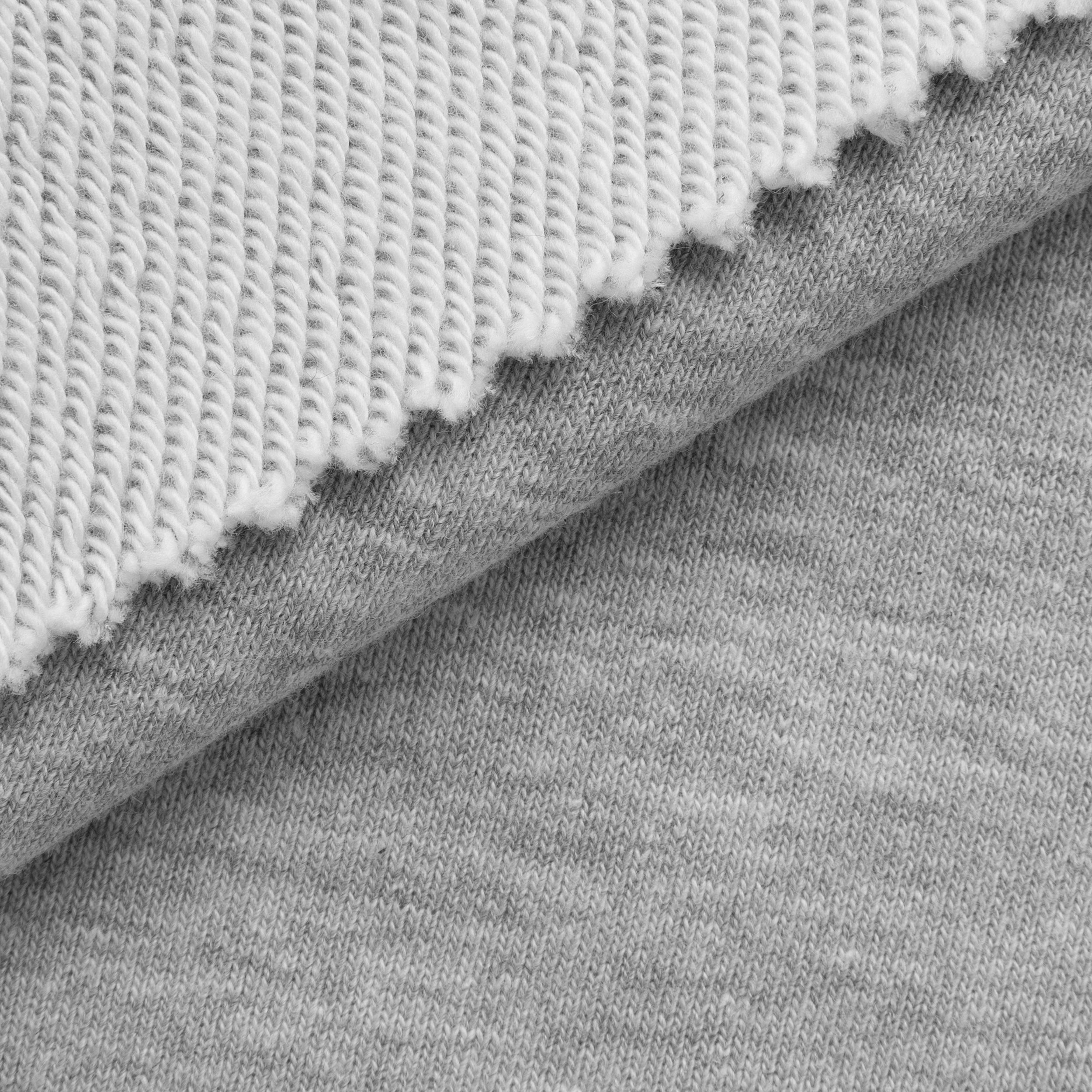 COTTON-POLYESTER DIAGONAL SWEATSHIRT FABRIC - GREY MELANGE (NATURAL WHITE) - 330 GSM