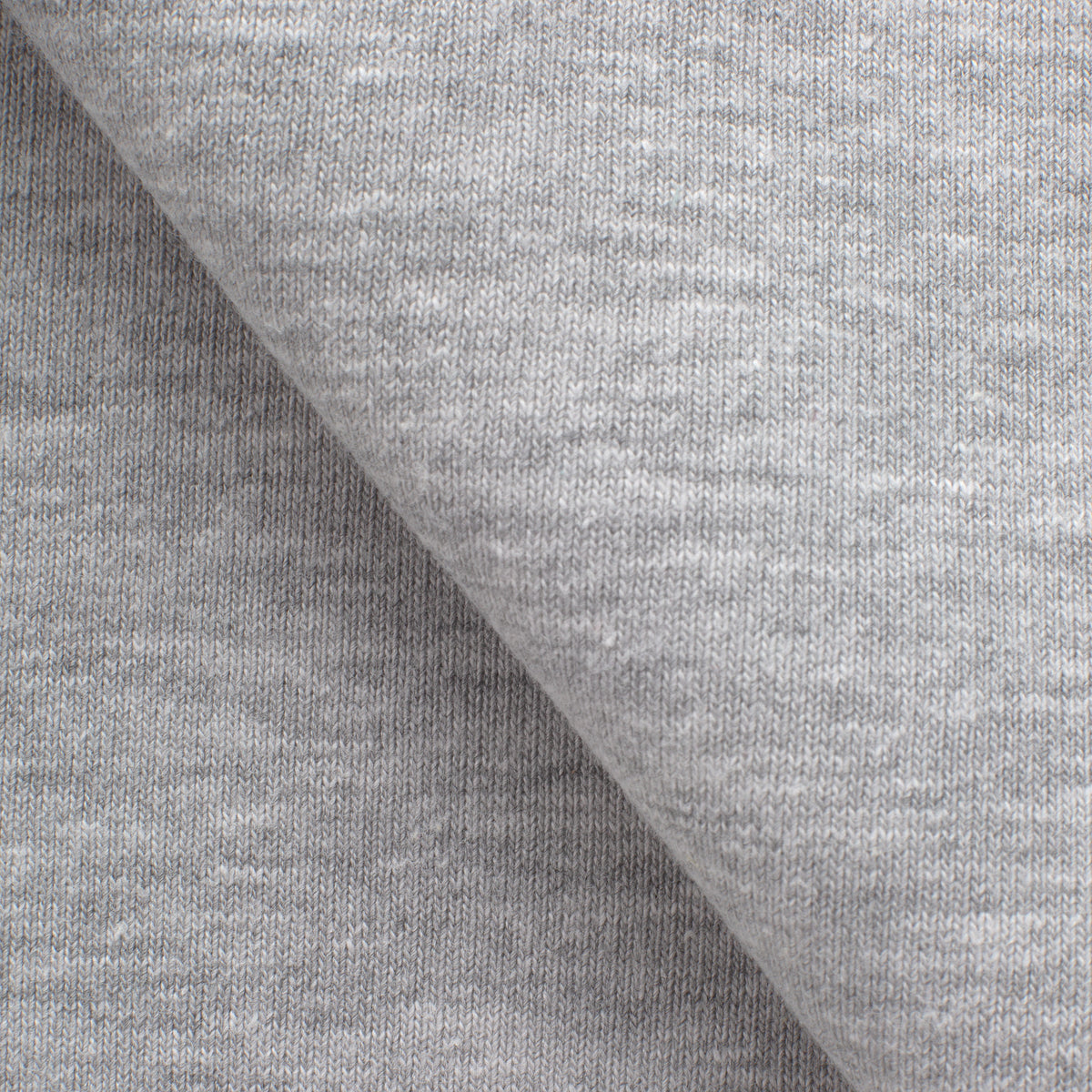 COTTON BRUSHED SWEATSHIRT FLEECE FABRIC - GREY MELANGE (OPTIC WHITE) - 330 GSM