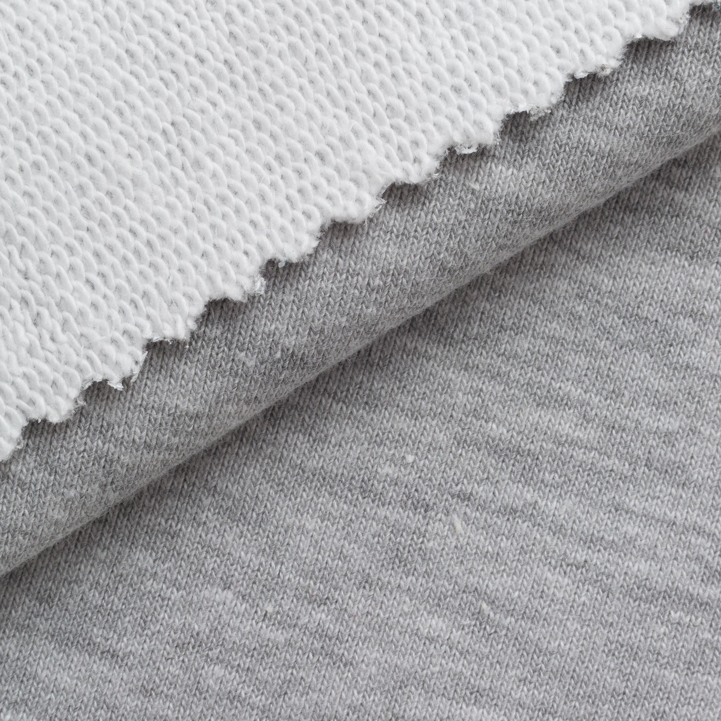 COTTON FRENCH TERRY FABRIC - GREY MELANGE (OPTIC WHITE) - 330 GSM