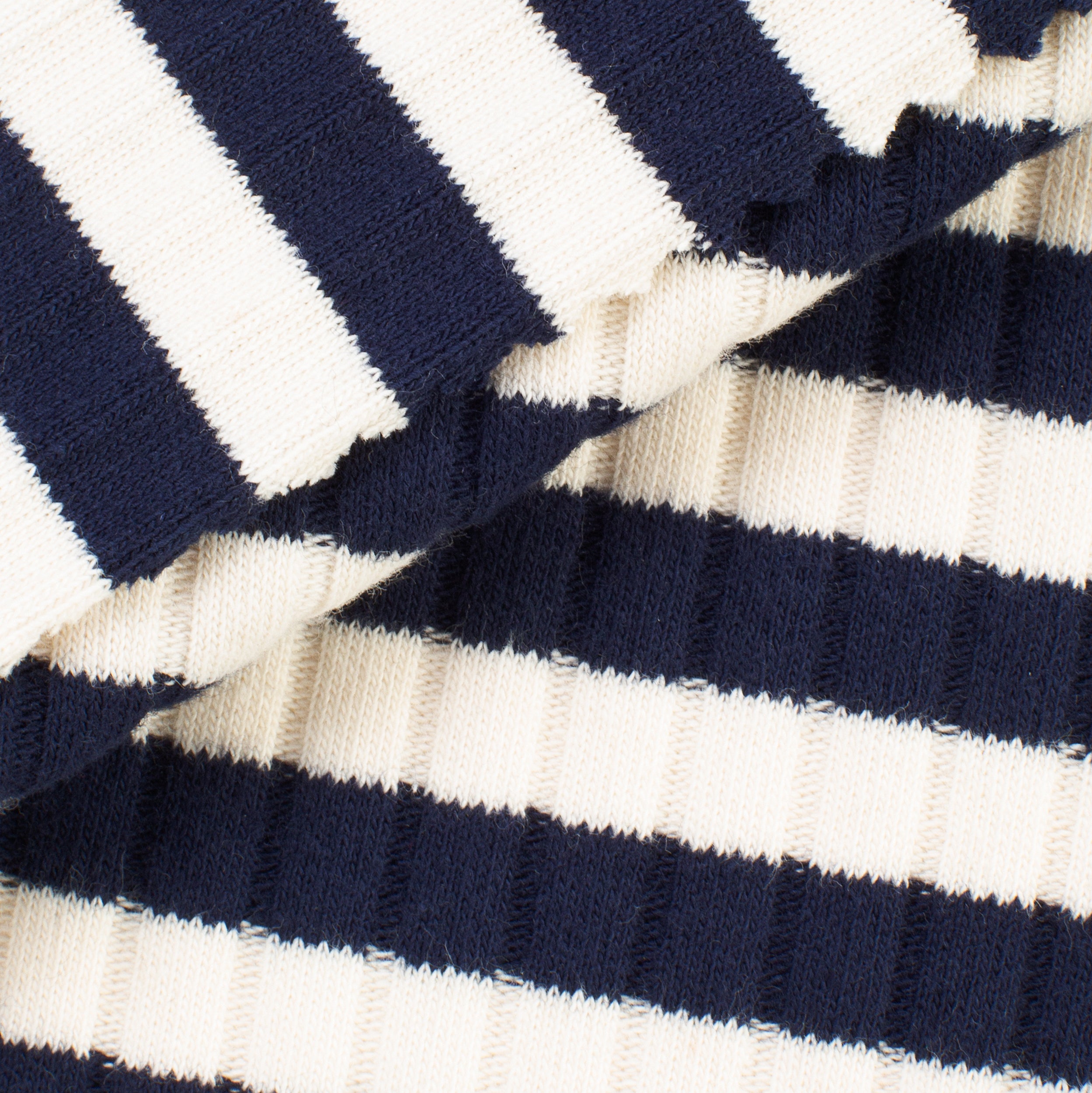 COTTON RIB KNIT FABRIC WITH ELASTANE - WASHED NAVY STRIPES - 380 GSM