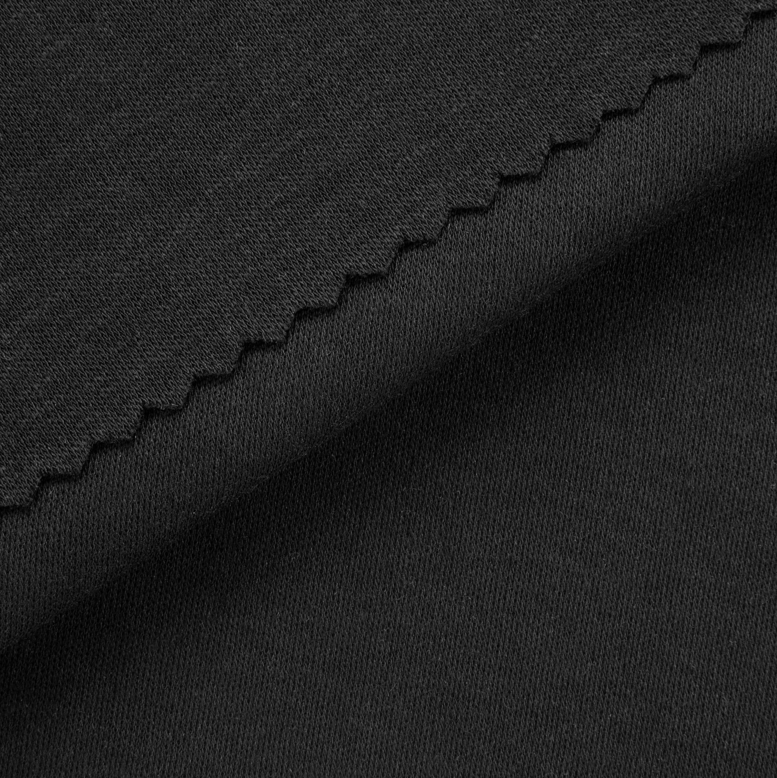 COTTON INTERLOCK KNIT FABRIC - DEEP BLACK - 145 GSM
