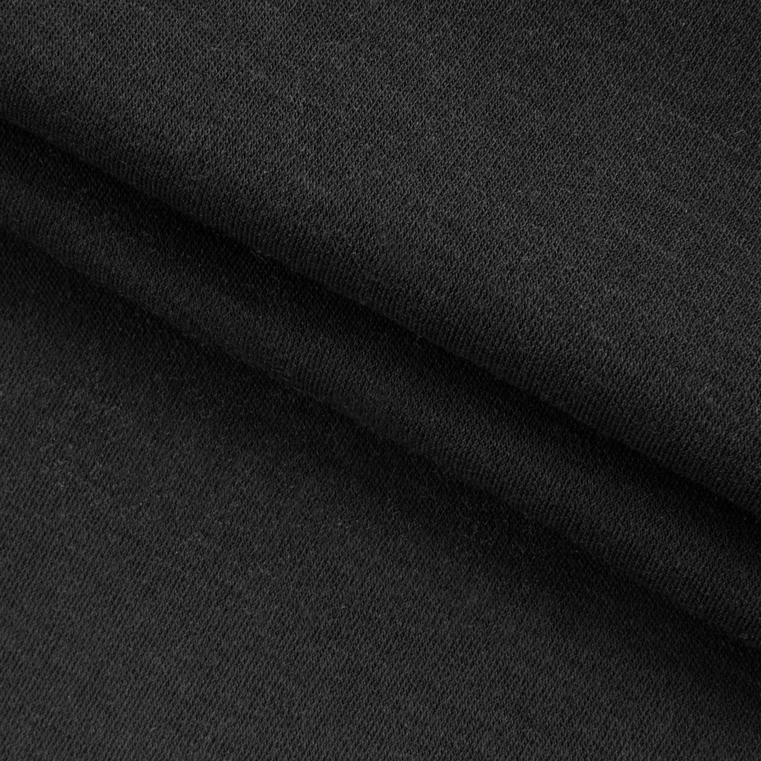 COTTON INTERLOCK KNIT FABRIC WITH ELASTANE - DEEP BLACK - 175 GSM