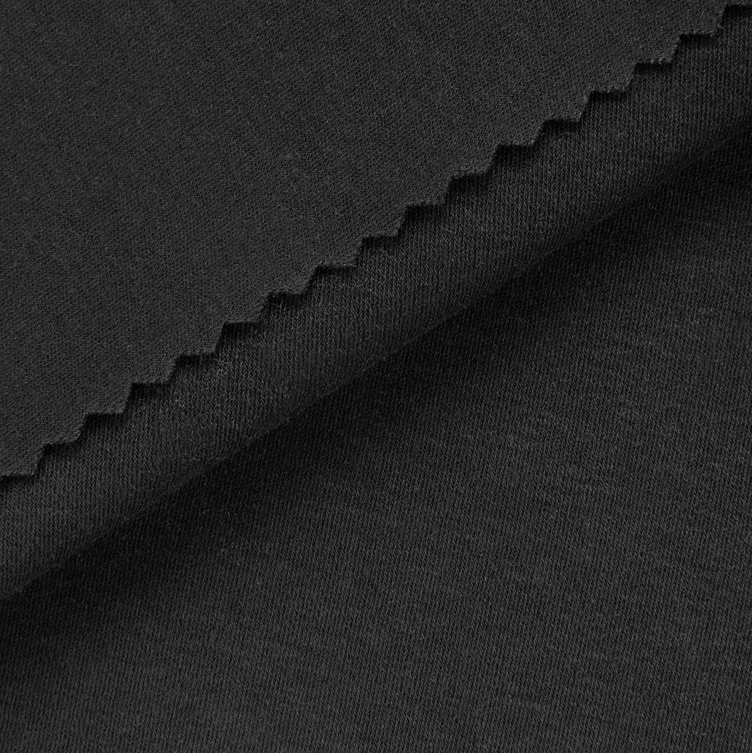 COTTON INTERLOCK KNIT FABRIC WITH ELASTANE - DEEP BLACK - 175 GSM