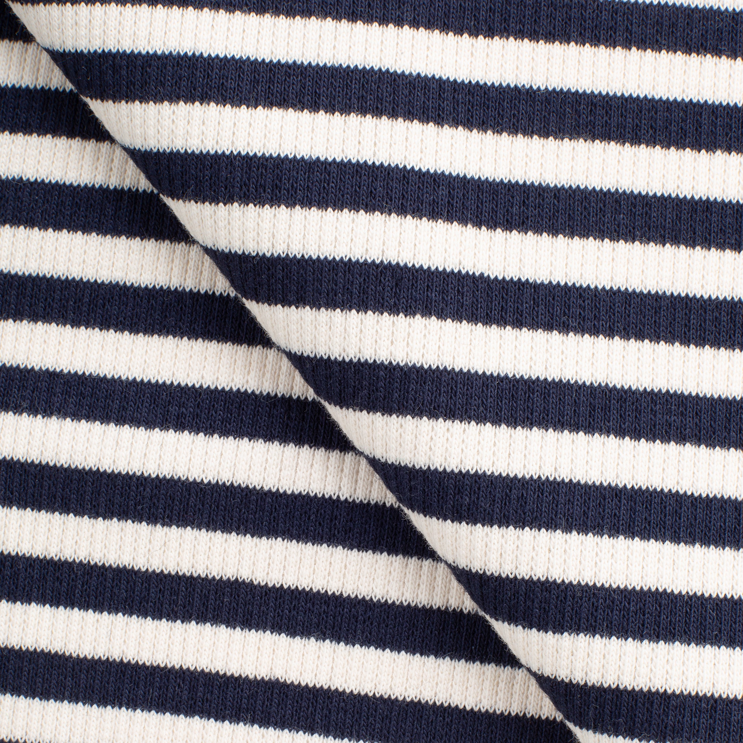 COTTON 2X1 RIB KNIT FABRIC WITH ELASTANE - WASHED NAVY STRIPES - 250 GSM