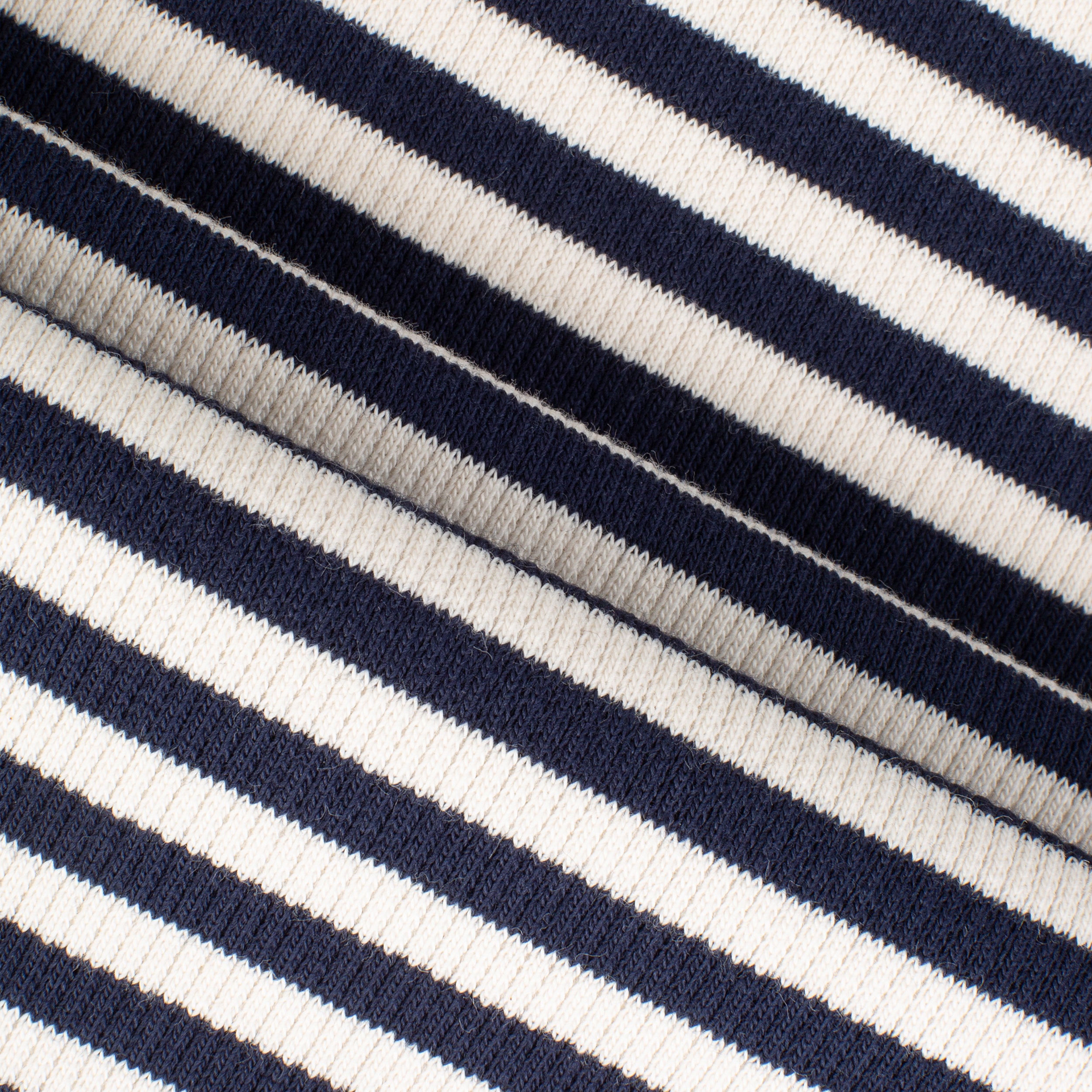 COTTON 2X1 RIB KNIT FABRIC WITH ELASTANE - WASHED NAVY STRIPES - 250 GSM