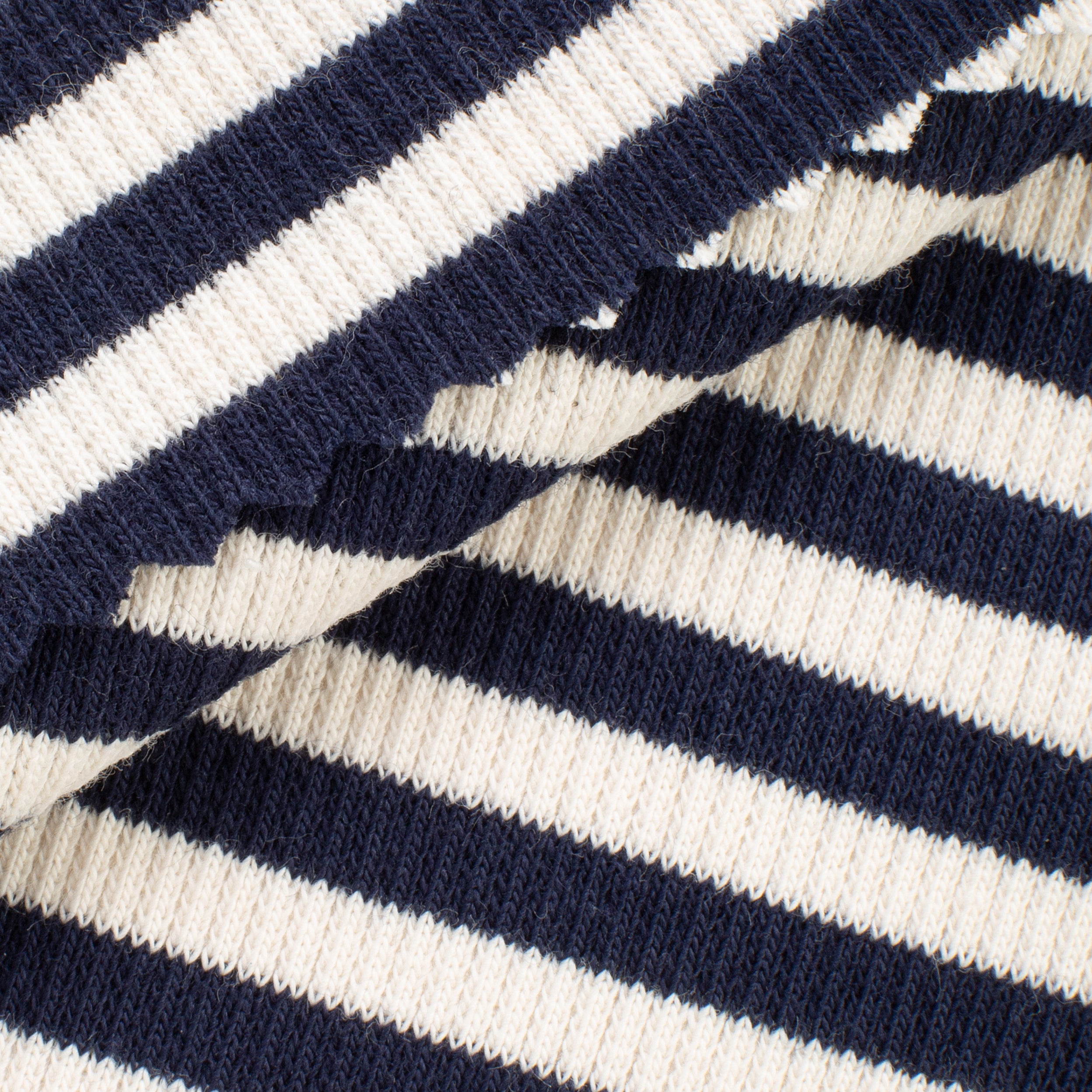 COTTON 2X1 RIB KNIT FABRIC WITH ELASTANE - WASHED NAVY STRIPES - 250 GSM