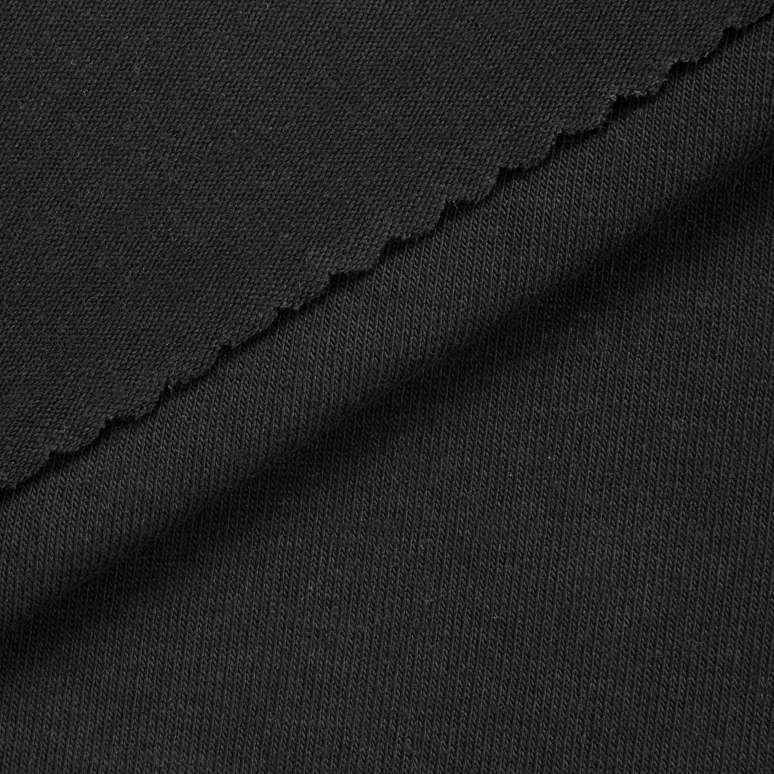 COTTON SINGLE JERSEY FABRIC WITH ELASTANE - BLACK - 160 GSM