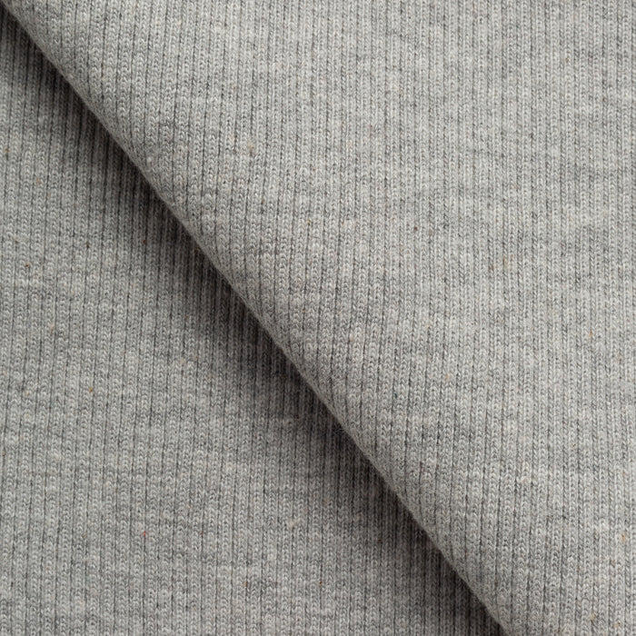 COTTON 2X1 RIB KNIT FABRIC WITH ELASTANE - UNBLEACHED GREY MELANGE - 350 GSM