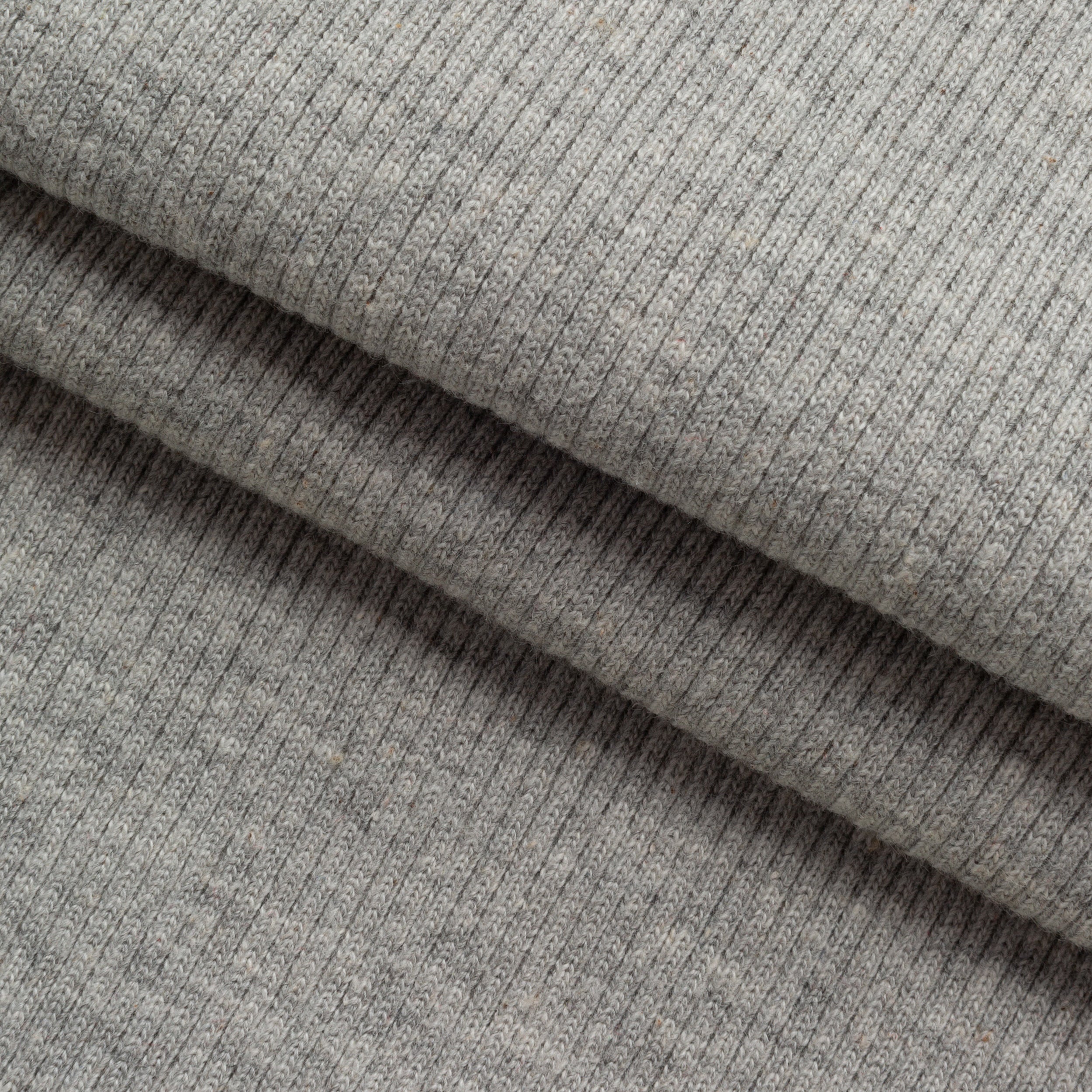COTTON 2X1 RIB KNIT FABRIC WITH ELASTANE - UNBLEACHED GREY MELANGE - 350 GSM