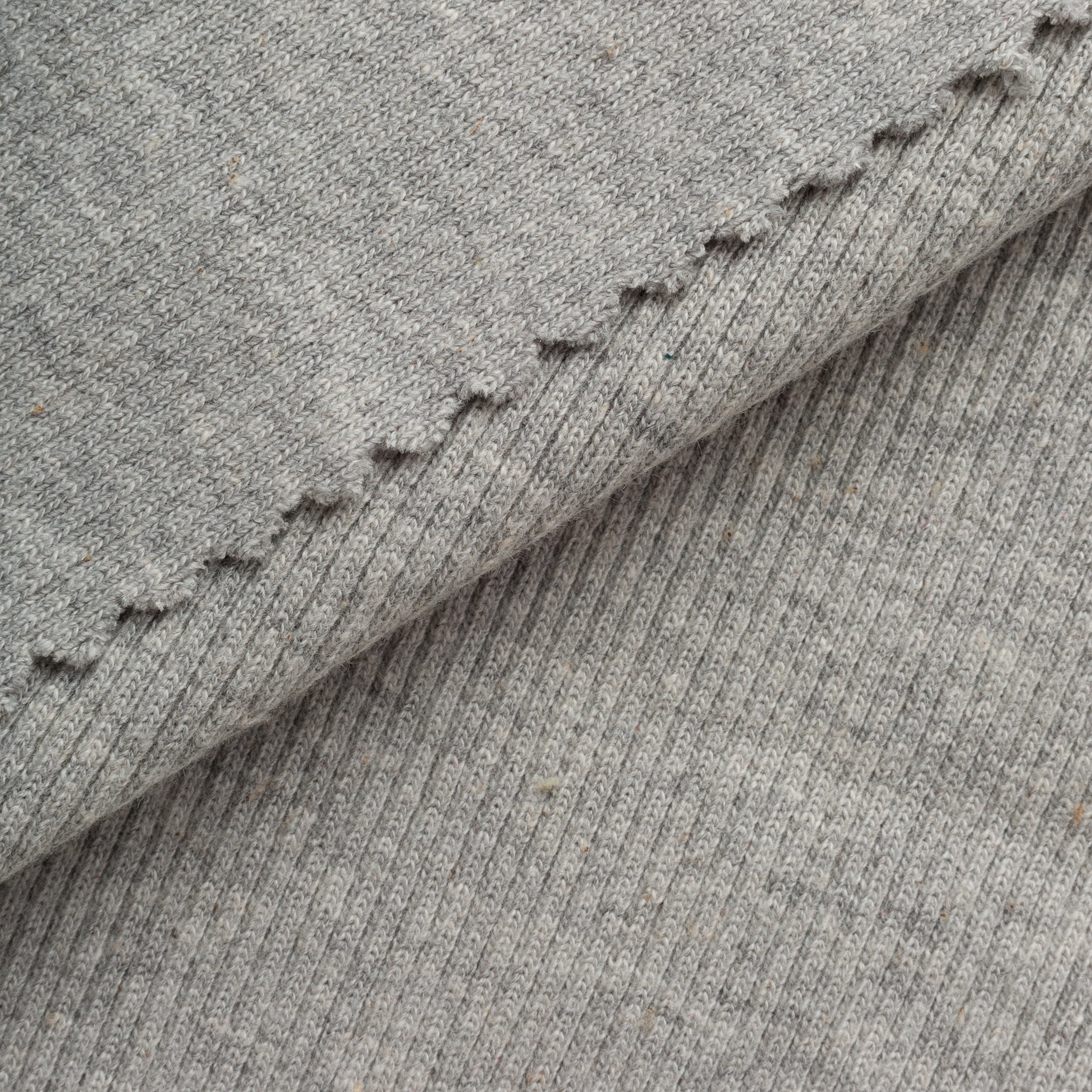 HEATHER GREY MELANGE 2 X 1 RIB - GREY MELANGE UNBLEACHED