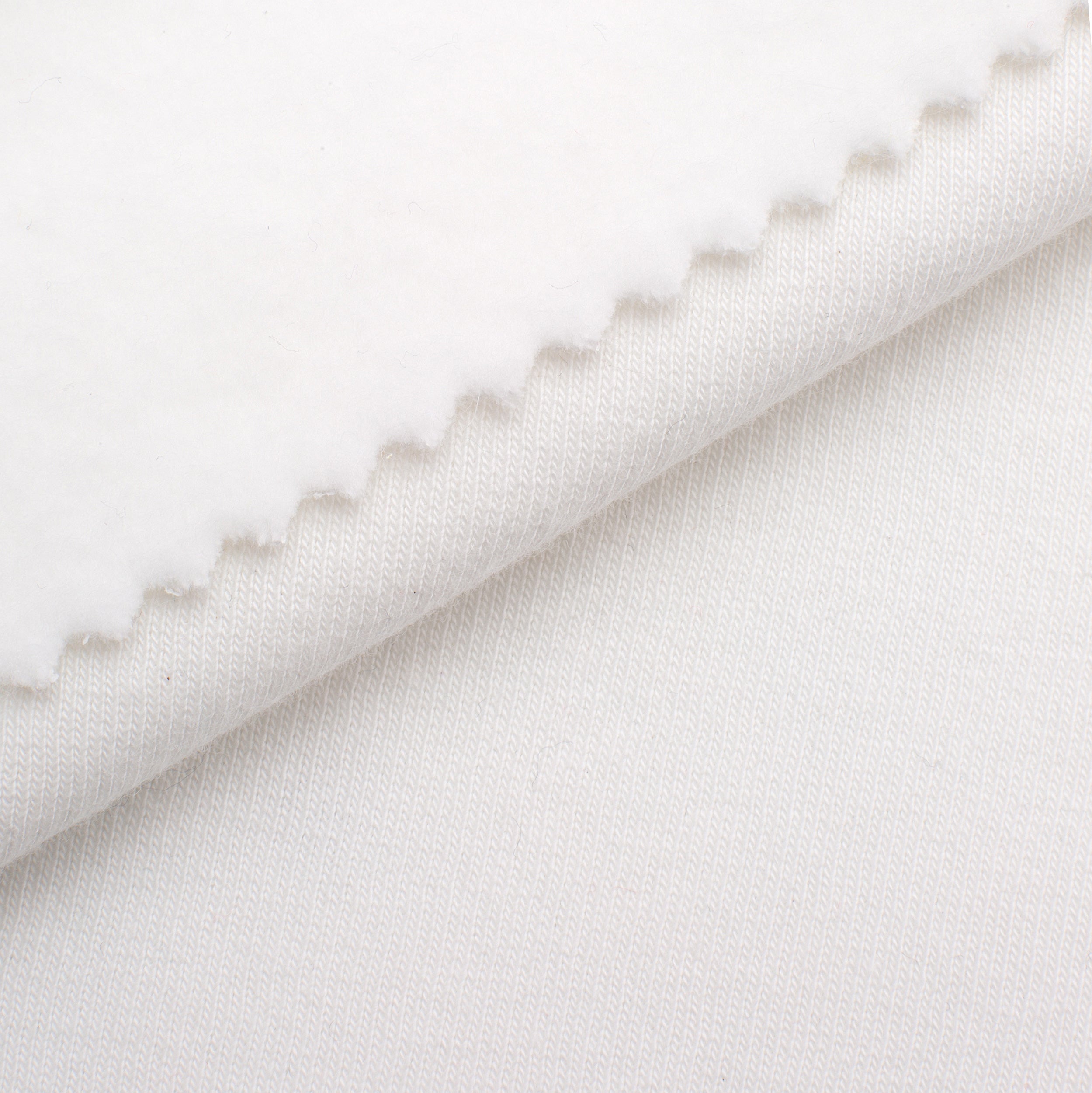 LIGHTWEIGHT COTTON BRUSHED SWEATSHIRT FLEECE FABRIC - SNOW WHITE - 280 GSM