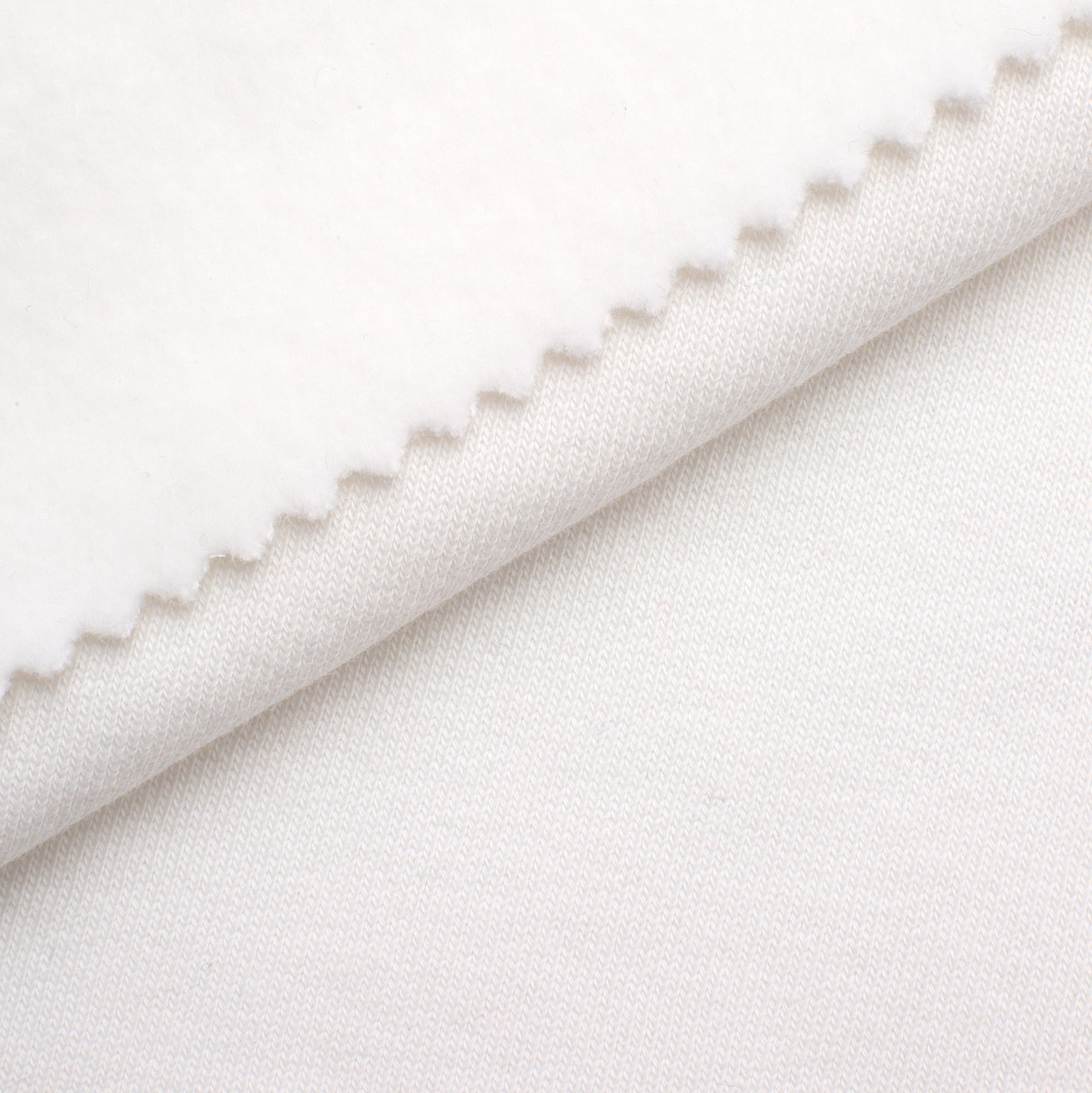 COTTON BRUSHED SWEATSHIRT FLEECE FABRIC - SNOW WHITE - 330 GSM