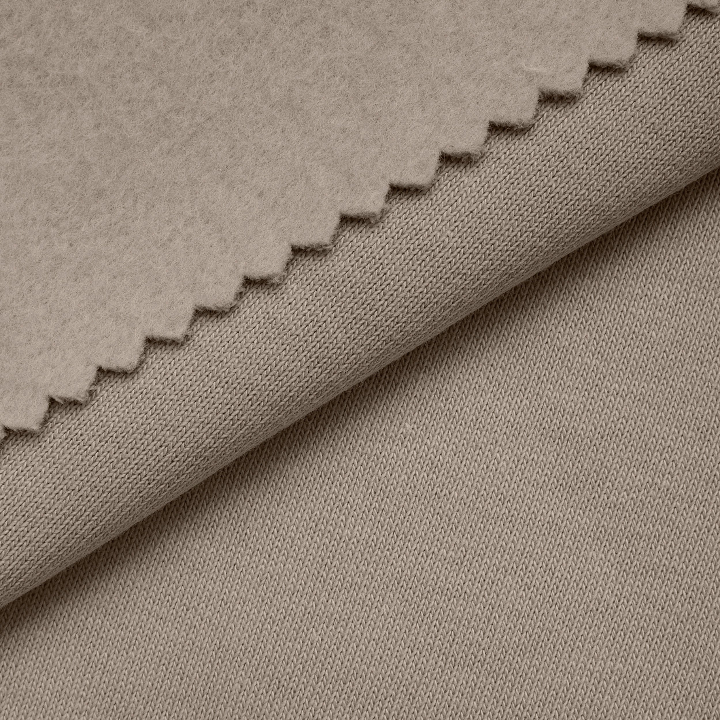 COTTON BRUSHED SWEATSHIRT FLEECE FABRIC - GREIGE TAUPE - 330 GSM