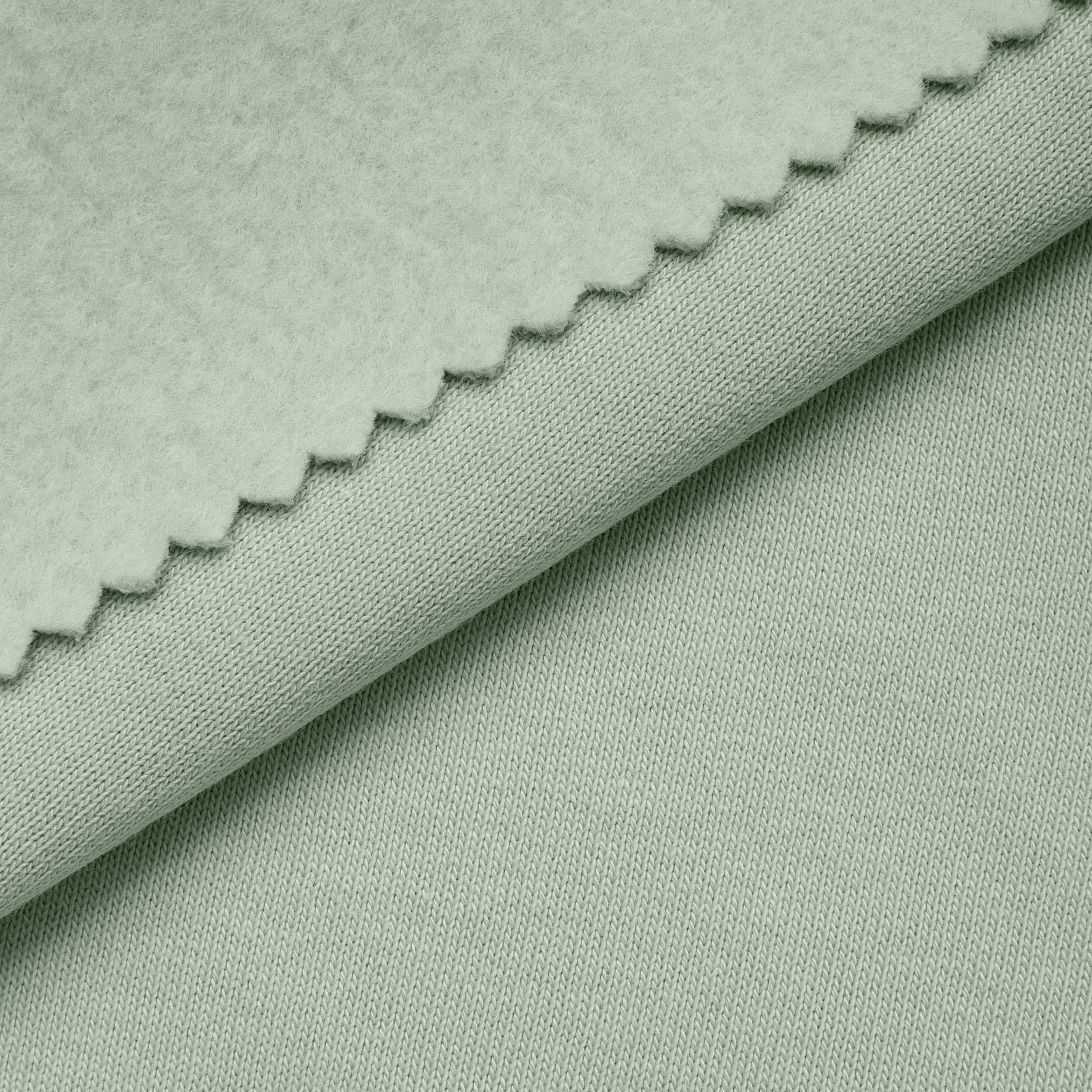 COTTON BRUSHED SWEATSHIRT FLEECE FABRIC - GREY GREEN - 330 GSM