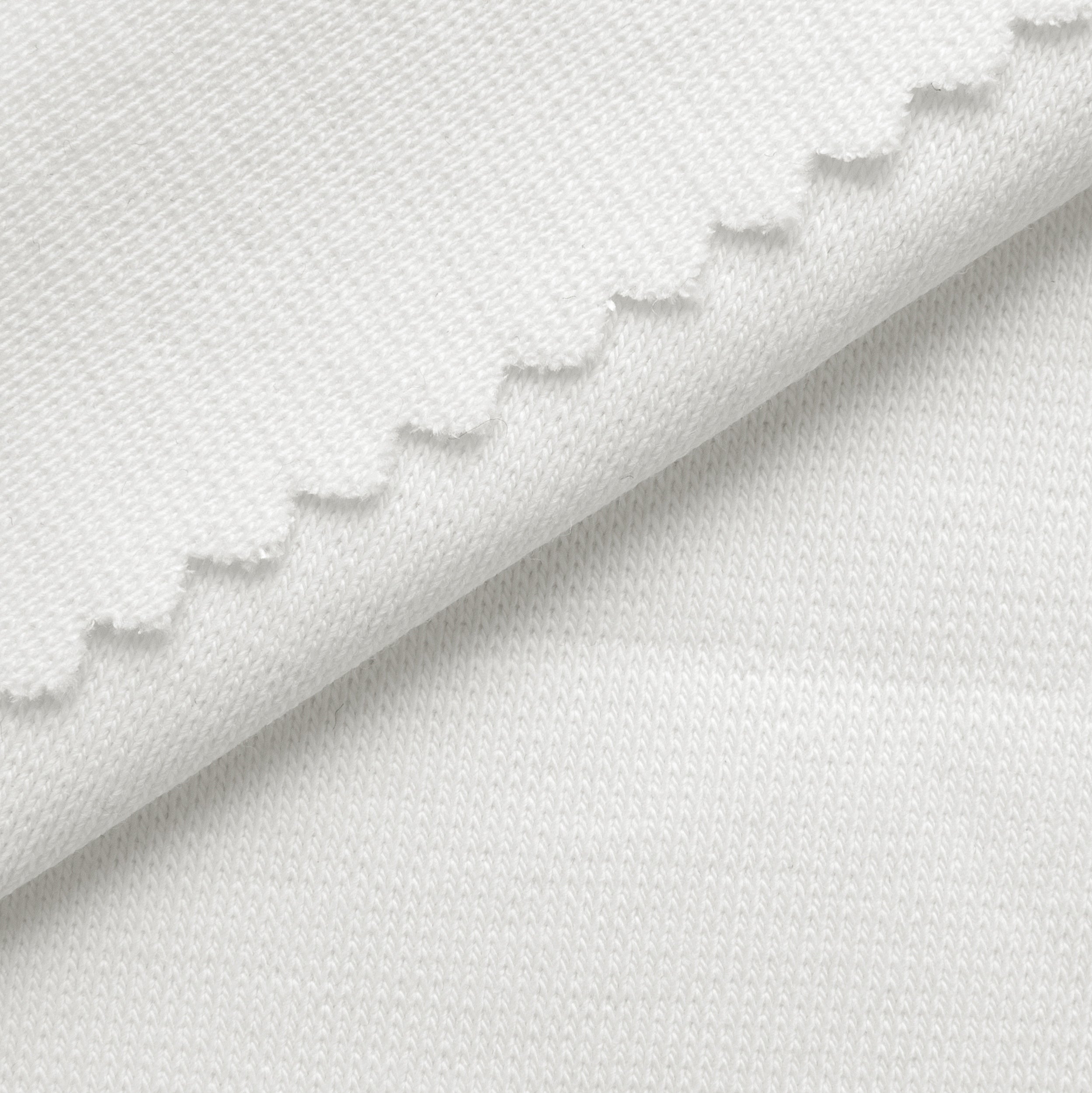 COTTON 1X1 RIB KNIT FABRIC WITH ELASTANE - SNOW WHITE - 220 GSM