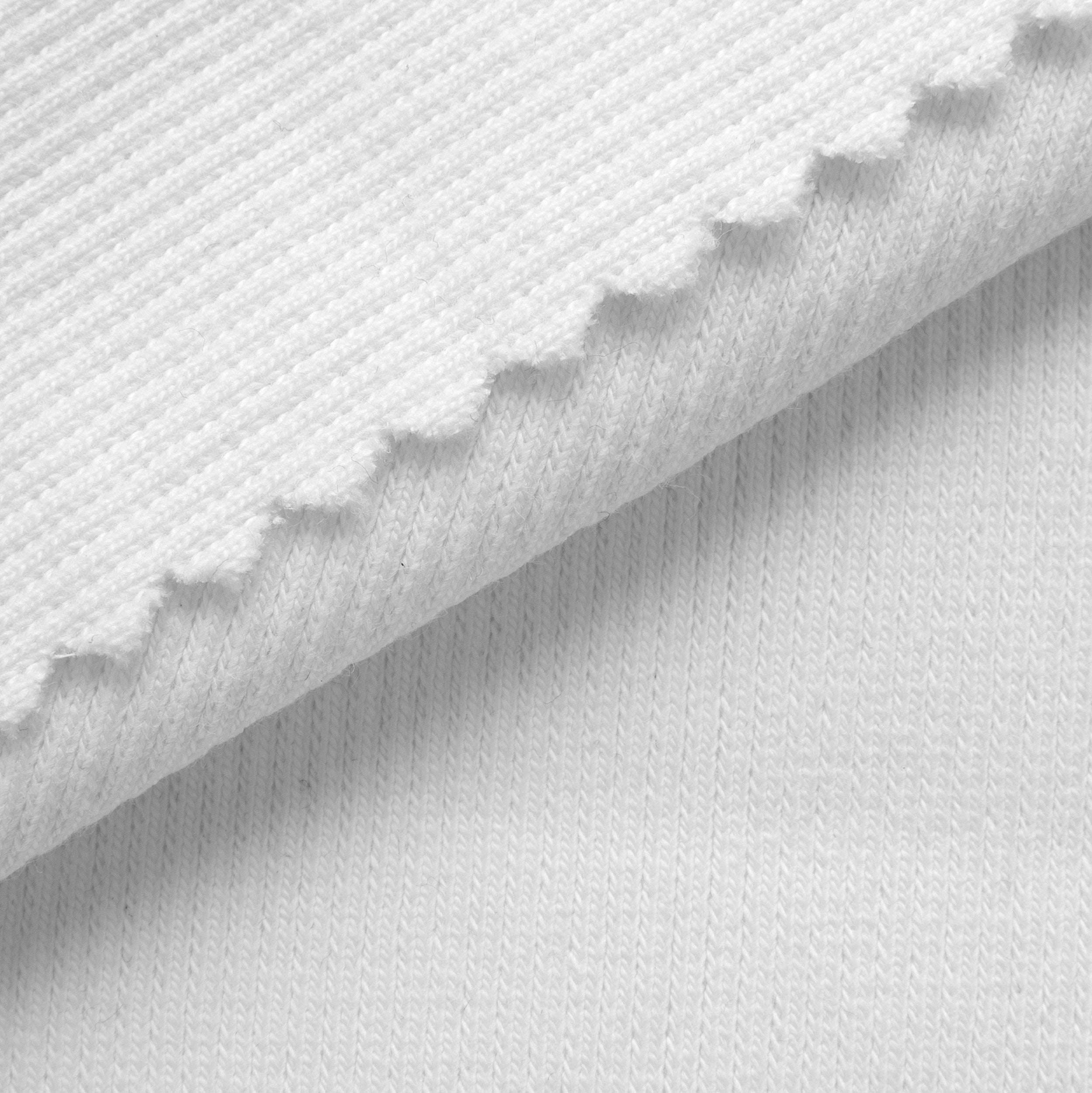 COTTON 2X1 RIB KNIT FABRIC WITH ELASTANE - WARM WHITE - 350 GSM