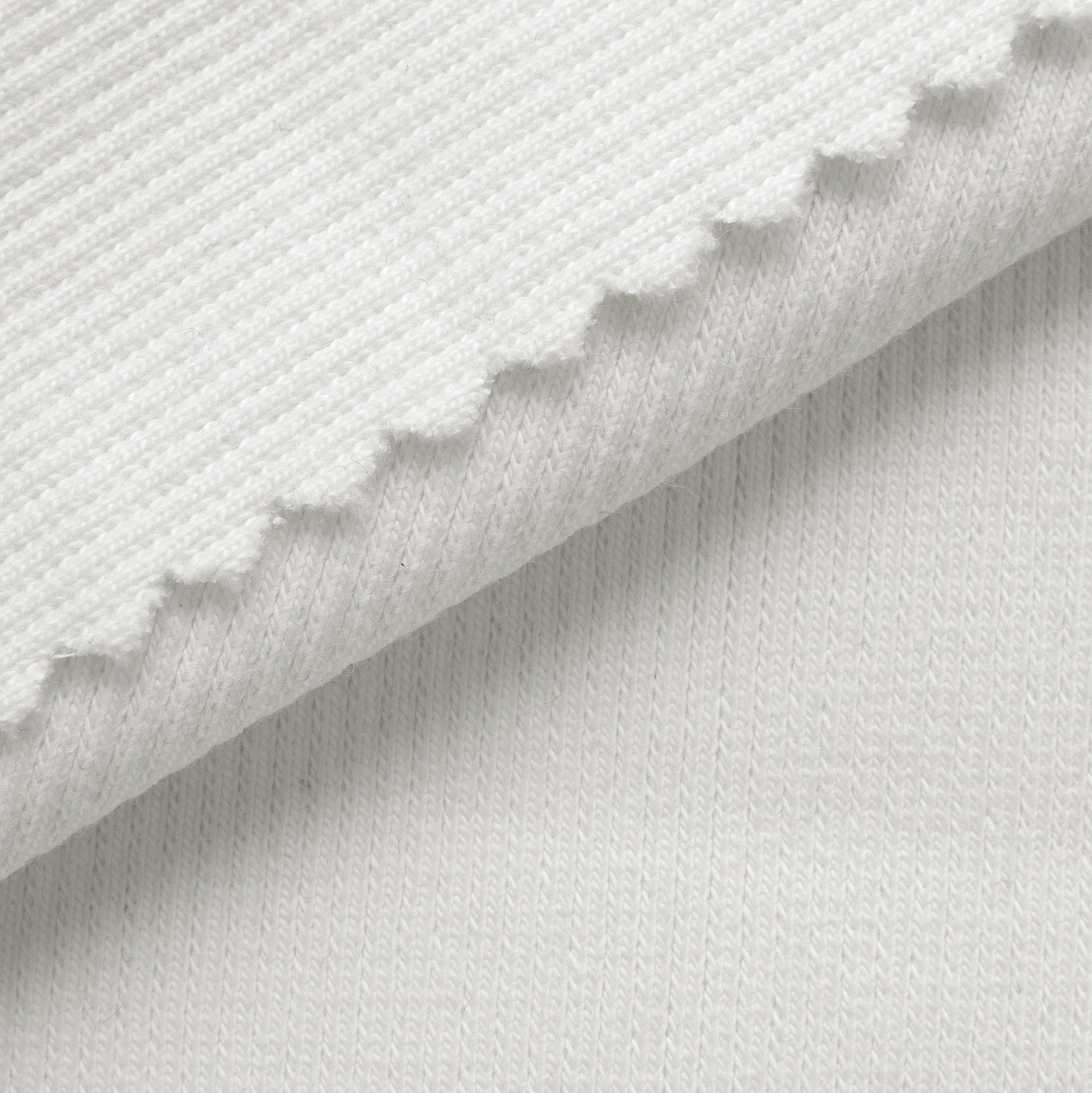COTTON 2X1 RIB KNIT FABRIC WITH ELASTANE - SNOW WHITE - 350 GSM